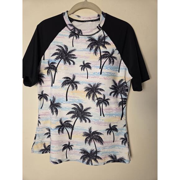 Daci Women L Rash Guard Short Sleeve Swim Top UV UPF 50 Swim Shirt Attached Bra - Picture 1 of 7